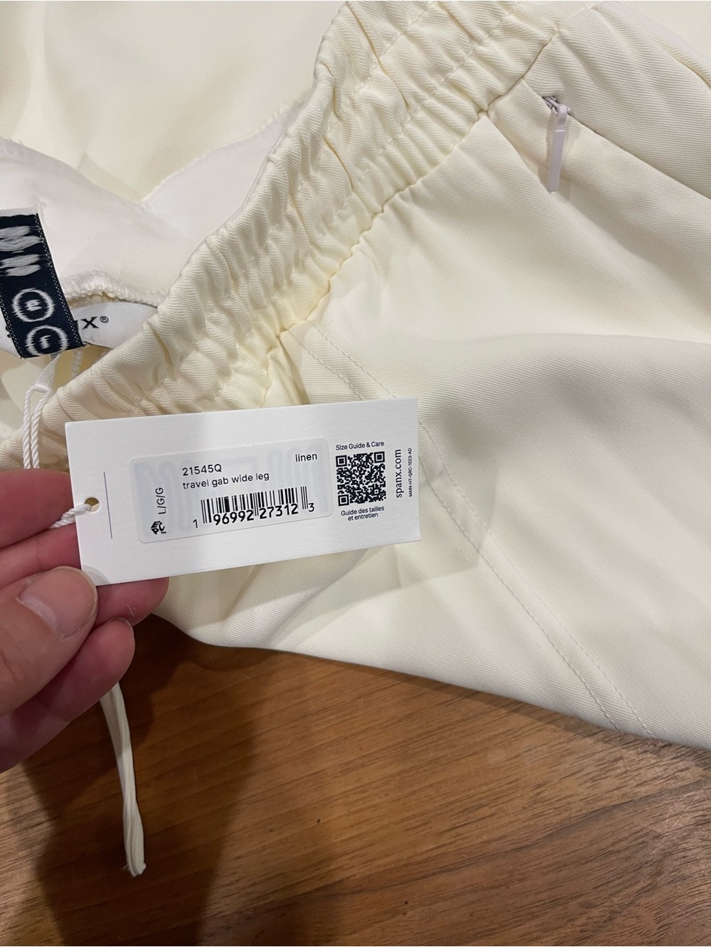 SPANX Cream Wide-Leg Drawstring Pants - Picture 6 of 8